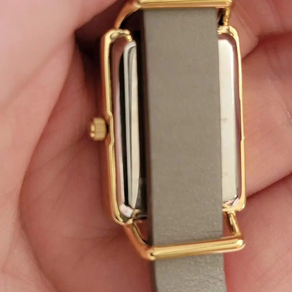 KEEP Collective Womens Watch Gold Case White Dial Black Faux Leather Strap